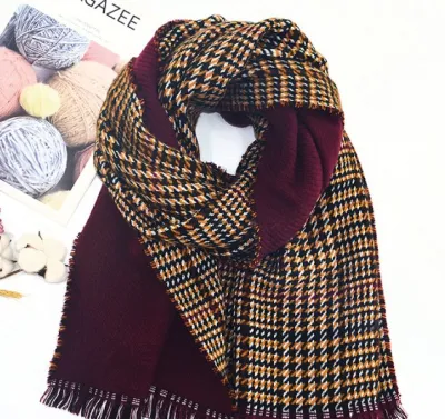 Women Fashion Houndstooth Scarves Girls Winter Tartan Plaid Design