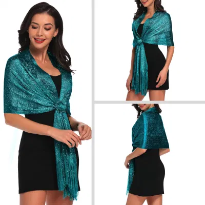 Summer Ladies Luxury Sparkling Metallic Evening Shawls and Wraps