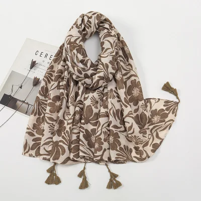 Spring Summer Fresh Elegant Cotton Linen Feel Scarf