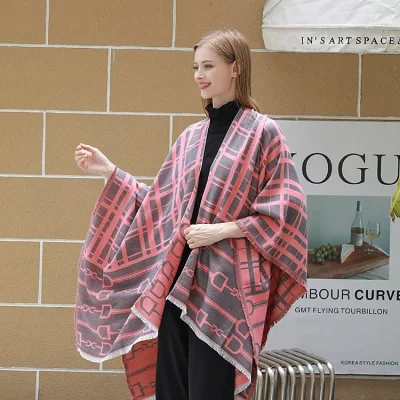 Women Cape Thick Wrap Shawl Fall Winter Wrap Cardigan and Shawl Poncho