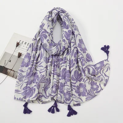 Spring Summer Fresh Elegant Cotton Linen Feel Scarf