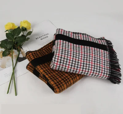 Women Fashion Houndstooth Scarves Girls Winter Tartan Plaid Design