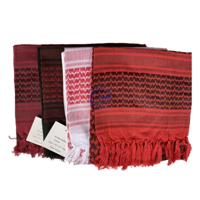 Custom Military Hunting Outdoor Cotton Red White Shemagh Palestine Arab Scarf Scarves Men