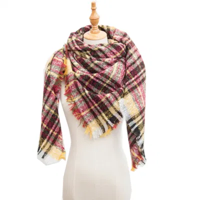 Plaid Blanket Shawl Women Big Oversized Long Scarves