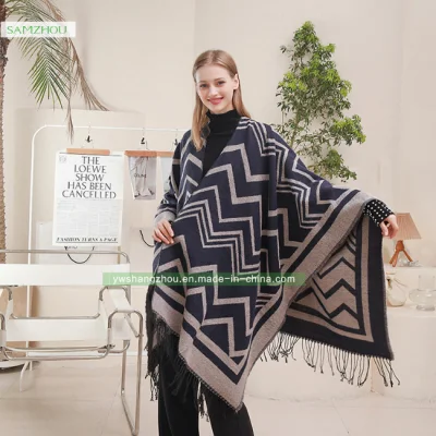 Fashion Split Cape Fashion Scarf Lady Cashmere Western Shawl Winter