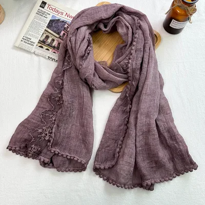 Solid Cottton Scarf for Women Lightweight Shawl Wrap
