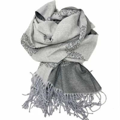 Mulberry Tree Reversible Wool Blend Blanket Scarf Tree of Life Tassel Scarf