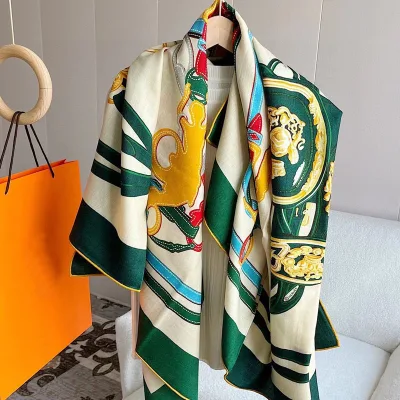 Custom Digital Print Silk and Wool Blend Scarf for Winter