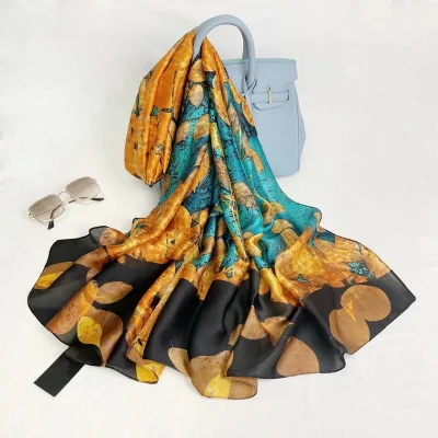 Custom Versatile Fashion Long Silk Like Scarf for Ladies