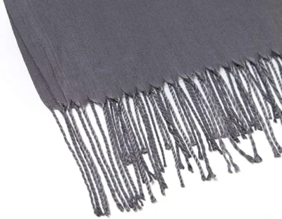 Cotton Long Solid Party Bridal Pashmina Shawls and Wraps Grey Scarves for Women