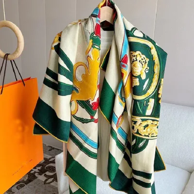  Custom Digital Print Silk and Wool Blend Scarf for Winter