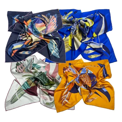 Luxury Twill Satin Foulard Silk Feeling Hair Head Scarf Custom Printing Scarf