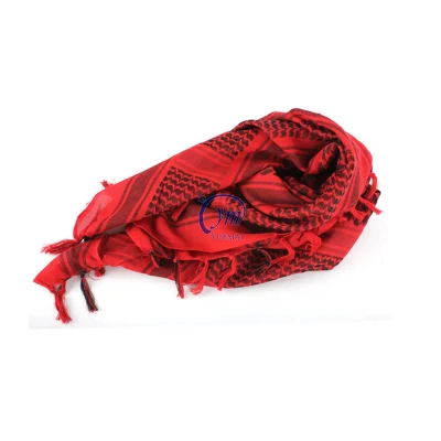 Custom Military Hunting Outdoor Cotton Red White Shemagh Palestine Arab Scarf Scarves Men