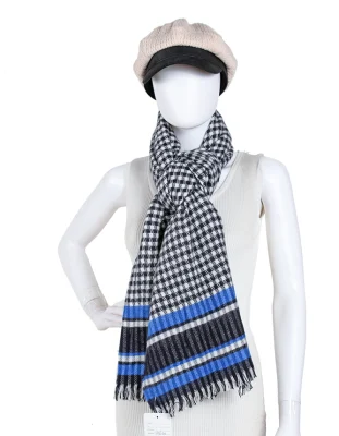 Hot New Best Seller Handsome Designer Brand Man Nice Scarves Soft Hand Feel Faux Wool Men&prime;s Woven Check Warm Long Scarf for Boys