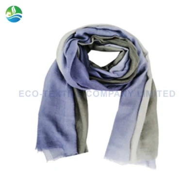 Gray Contrast Color Wool Yak Hair Blend Winter Soft Shawl Scarf