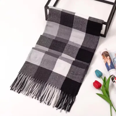 Check Colourful Cotton Big Plaid Winter Unisex Cashmere Feel Soft Scarf