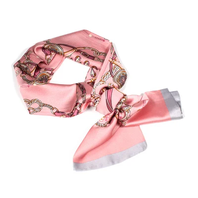 Multifunction Long Ribbon Bandana Women Turban Hair Head Band Wrap Silk Ribbon Scarf Plain Printed Silk Scarves