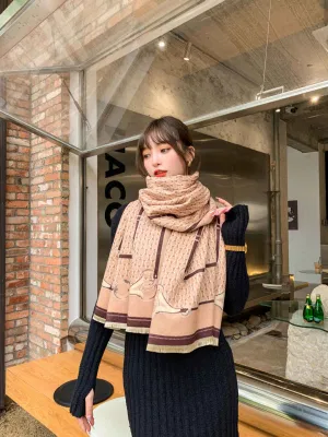 Zonxanautumn Winter Bohemian Over Sized Scarf Grid Scarf Poncho Shawl Scarf Warm Wool Shawls for Women