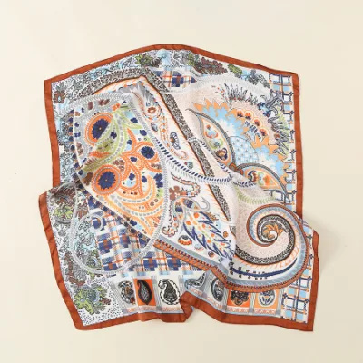 Customized Stylish Square Scarves Square Polyester Silk Satin Designer Head Scarf for Women