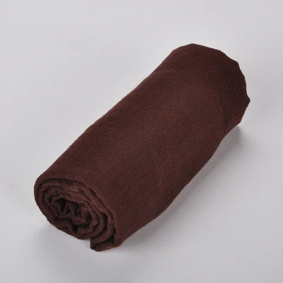 New Women Plain Color Cotton Blended Muslim Hijab Soft Simple Design Burrs Lady Cotton Head Scarf