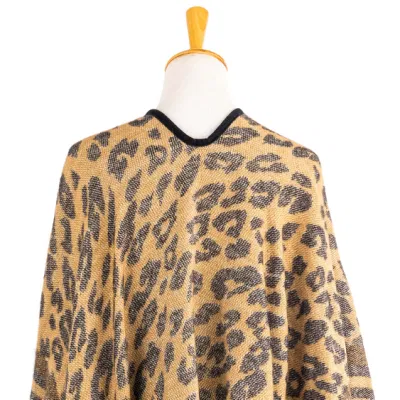 Apparel Camel Winter Knitted Reversible Front Open Oversized Elegant Leopard Cheetah Dots Striped Sweater Cardigan Lined Blanket Zigzag Cape Pallium Poncho
