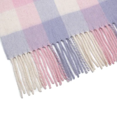 Simple and Classic Plaid Wrap with Tassels Pure Wool Women Scarf