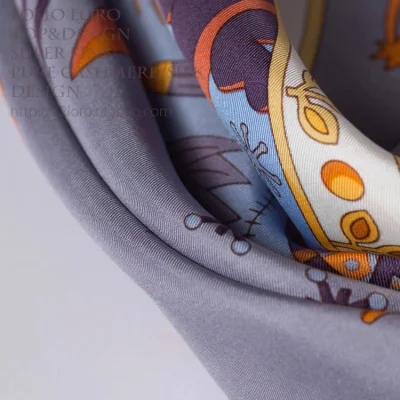 Lady Shawl Mediterranean Style Loganberry Purple Color Twill Silk Scarf