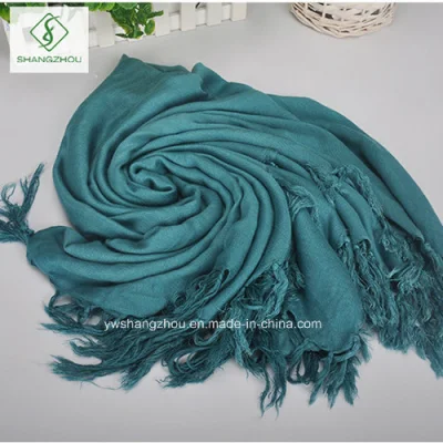 2018 Lady Fashion Square Satin Cotton Plain Scarf with Tassel