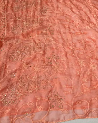 Fashion Stylish Embroidery Floral Muslim Lady Soft Voile Polyester Fabric Rhinestone Embroidery Long Scarf Wrap