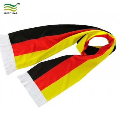 Custom Printed 100% Acrylic Knitted Jacquard Half and Half Football Fan Supporter Silk Satin Fashion Long Scarf