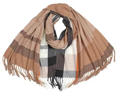 2023 New Unisex Women Men Winter Lovers Sweethearts Couples Fashion Soft Smooth Confortable Touch Scarves Woven Checks Scarf with Tassel