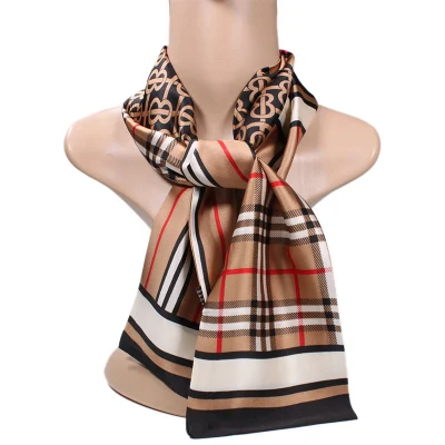 Factory Wholesale Thin Polyester Scarf Ladies Tie Womens Spring Long Satin Scarf