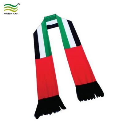 Custom Printed 100% Acrylic Knitted Jacquard Half and Half Football Fan Supporter Silk Satin Fashion Long Scarf