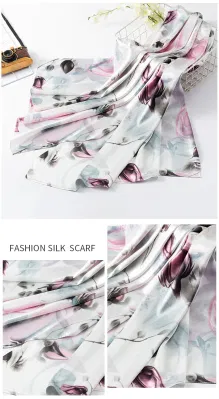 Female Shinny Hijab Elegant Head Wraps Soft Silk Feeling Long Muslim Shawl Hijab Malaysia Satin Flora Print Scarf