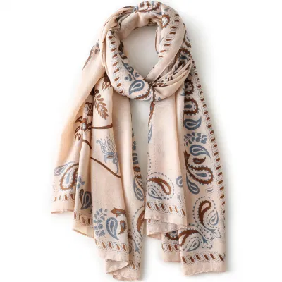 Spring Super Soft Paisley Floral Elegant Women Wraps Scarfs