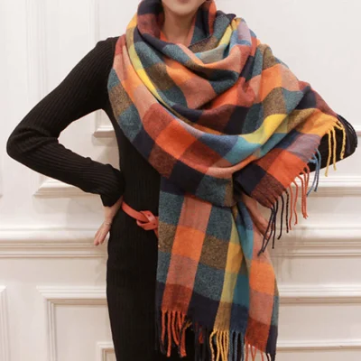 Colorful Checked Style Fashion High Quality Apparel Wholesale Warm Winter Lady Scarf