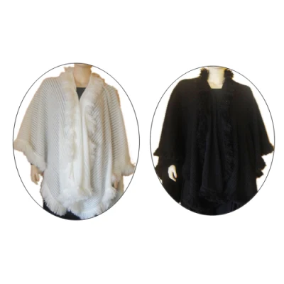 Lady Jacquard Fashion Knitting Winter Wrap Ruana Shawl
