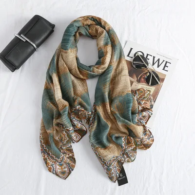 85*180cm Wholesale Fashion Cotton Scarf Shawl for Woman Custom Printed Cotton Hijab Voile Headscarf for Women
