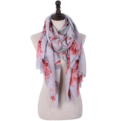 Women Ethnic Poppy Floral Print Shawl High Quality Print Fringe Foulard Muslim Hijab Muffler Soft Wrap Scarf