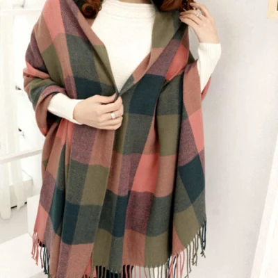 Colorful Checked Style Fashion High Quality Apparel Wholesale Warm Winter Lady Scarf