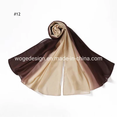 Factory Wholesale High Quality Scarfs Hijab Dupatta Shawl Wrap Turban Woman Chiffon Polyester Plain Handpainting Muslim Scarf