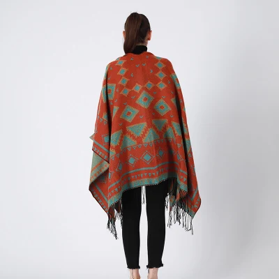 Autumn Winter Ethnic Style Scarf Women Warm Geometric Pattern Ladies Travel Shawl