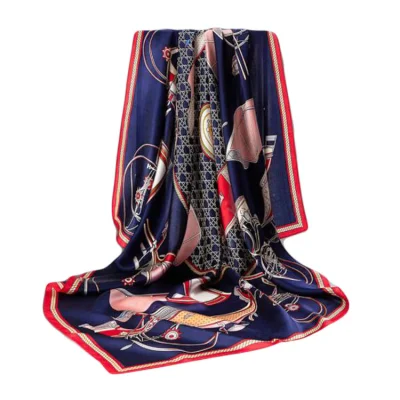 Design Digital Printing Silk Scarf Polyester Printed Head Accessories Square Satin Scarf