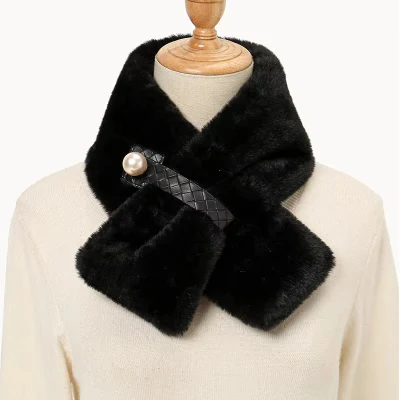 Soft Real Fur Scarves Women Winter Fur Neck Warmer Scarf Cold Weather Rabbit Knitted Fuzzy Fluffy Scarves Shawls