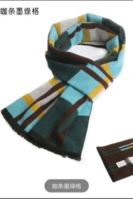 Classic Style Men&prime;s Silk/Viscose Woven Plaid Scarf