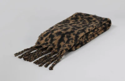 Women Brand Soft-Touch Scarves Ladies Scarf Featuring Leopard Animal Jacquard Print Fringed Edges