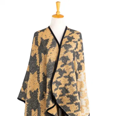 Lady Fashion Outfit Fall Winter Grey Two-Sides Reversible Plus Batwing Classic Binding Cozy Wraps Nova Plaid Checks Thick Cape Shawl Stola Coat Cloak Poncho