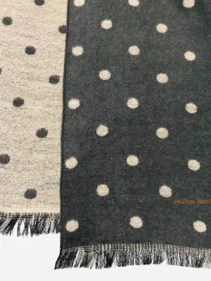 Ladies Fashion Brused Scarf 100%Polyester Polular Black Dots Shawl /Poncho/Ruana/Wrap/Cape
