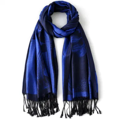 Tredy Fall Viscose Floral Printed Blanket Dark Coffee Wraps and Scarfs