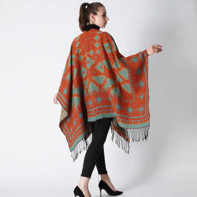 Autumn Winter Ethnic Style Scarf Women Warm Geometric Pattern Ladies Travel Shawl